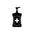 Hand sanitizer bottle icon isolated on white background. Disinfection concept. Washing gel. Alcohol bottle for hygiene.Vector