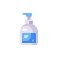 Hand sanitizer bottle illustration. Liquid soap dispenser flat icon Royalty Free Stock Photo