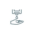 Hand Sanitizer Dispenser line icon. Hand soap drop line icon gel clean health concept.