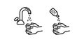 Set hand sanitizer icon in line art, outline style isolated