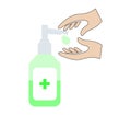 Hand and sanitizer pump color bottle, washing gel.Alcohol rub sanitizers kill most bacteria, fungi and stop some viruses such as