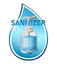 Hand sanitizer sign. Antibacterial alcohol disinfectant for skin that destroys germs and viruses