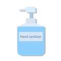 Hand sanitizer soap in a bottle. Gel antibacterial liquid in a container with a pump. Vector image. Royalty Free Stock Photo