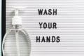Hand Sanitizer, soap and wash your hands sign