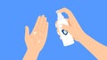 Hand Sanitizer Spray on Palm - Flat Medical Vector Royalty Free Stock Photo