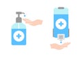 Hand sanitizer use for disinfection. Vector illustration EPS 10