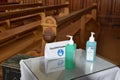 Hand sanitizers in church.