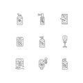 Hand sanitizers linear icons set Royalty Free Stock Photo