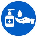 Hand sanitizing vector icon