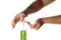 Hand Sanitizing on white background