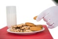 Hand of santa taking cookie Royalty Free Stock Photo