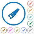 Hand saw icons with shadows and outlines Royalty Free Stock Photo