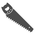 Hand saw solid icon, Garden and gardening concept, Hacksaw sign on white background, metal handsaw icon in glyph style