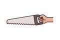 Hand with saw tool isolated icon Royalty Free Stock Photo