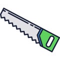 Hand saw vector icon isolated carpenter tool Royalty Free Stock Photo