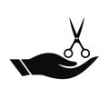 Hand Scissor logo design. Scissor logo with Hand concept vector