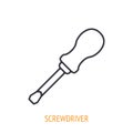 Hand screwdriver outline icon. Vector illustration. Hand work tools and instrument. Construction industry symbol.