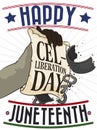 Hand with Scroll Breaking Shackles during Juneteenth Celebration, Vector Illustration Royalty Free Stock Photo