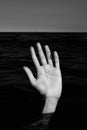 person who is drowning with balck and white effect