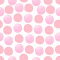 Hand seamless pattern of light pink rose watercolor circles on a white background Royalty Free Stock Photo