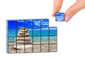 Hand and seascape (my photo) puzzle Royalty Free Stock Photo