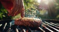 The Hand Seasoning Steak.AI generated image Royalty Free Stock Photo
