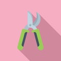 Hand secateur icon flat vector. Garden work