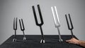 Hand Selecting a Tuning Fork for Sound Therapy Royalty Free Stock Photo