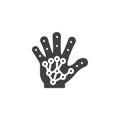 Hand with sensors vector icon