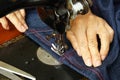 Hand sewing on a machine Royalty Free Stock Photo