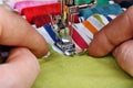 Hand sewing on a machine Royalty Free Stock Photo