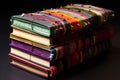 hand-sewn book spine with colorful threads