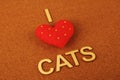 Felt heart with the words i Love Cats