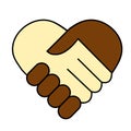 Hand shake between black and white man Royalty Free Stock Photo