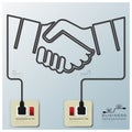 Hand Shake Electric Line Business Infographic
