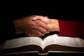 Hand Shake Over the Bible Signaling Religious Understanding