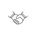 Hand shake thin icon isolated on white background Royalty Free Stock Photo