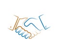 Hand shaking colorful line logo vector Royalty Free Stock Photo