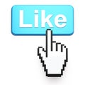 Hand-shaped mouse cursor press Like button Royalty Free Stock Photo