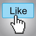 Hand-shaped mouse cursor press Like button Royalty Free Stock Photo