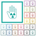 Hand shaped uranium sanction sign outline flat color icons with quadrant frames
