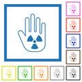 Hand shaped uranium sanction sign outline flat framed icons
