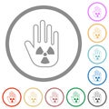 Hand shaped uranium sanction sign outline flat icons with outlines