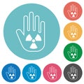 Hand shaped uranium sanction sign outline flat round icons