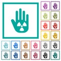 Hand shaped uranium sanction sign solid flat color icons with quadrant frames