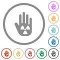 Hand shaped uranium sanction sign solid flat icons with outlines