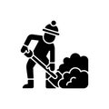 Hand shoveling black glyph icon