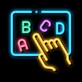 Hand Show Letter neon glow icon illustration
