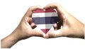 Hand show stance. in the shape of a heart.stand with thailand