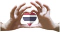 Hand show stance. in the shape of a heart.stand with thailand